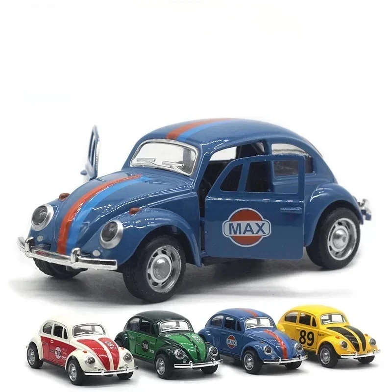 

1: 32 Alloy Beetle Painted Racing Car Classical Rebound Door Opening Car Model Children's Toy Ornament