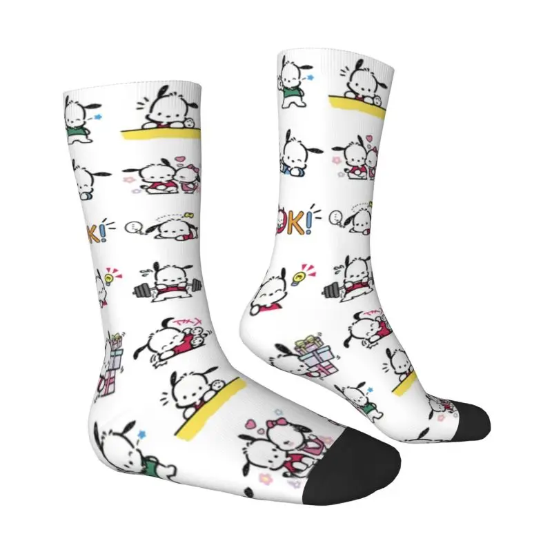 Custom Novelty Print Pochacco Socks for Men Women Stretchy Summer Autumn Winter Crew Socks