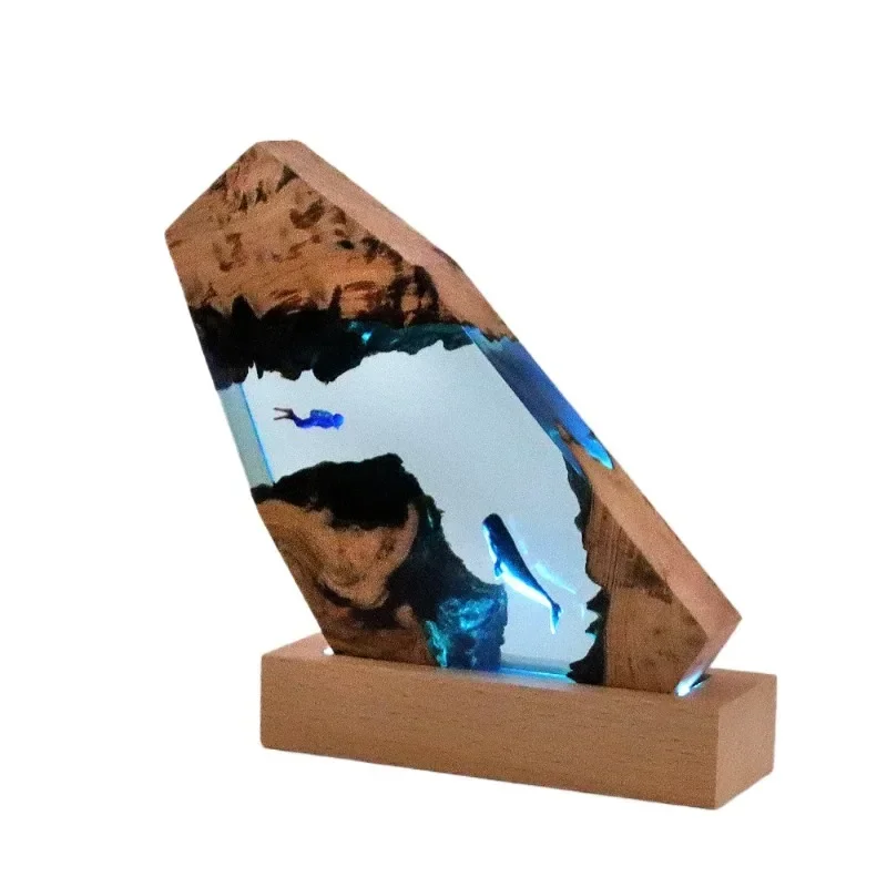 Ocean cave whale diver tabletop ornament