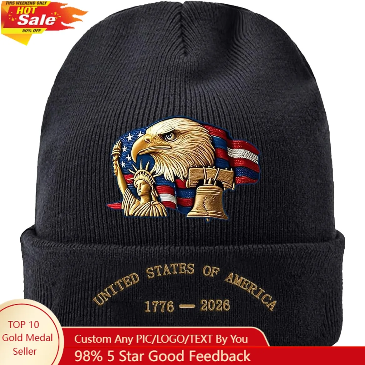

Skull Cap Liberty United States 250 Anniversary 250th Years Celebration Warm Knitted Hat 3D Printed & Embroidery