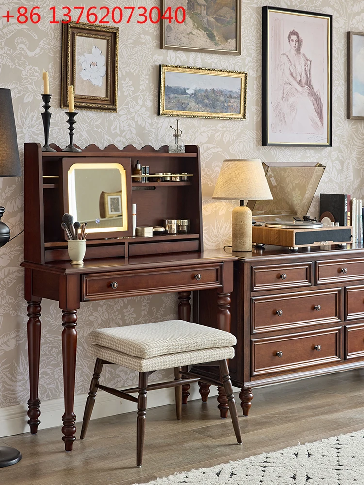 Comò vintage americano in legno massello, comò per camera da letto principale, scrivania, scrivania, scrivania francese