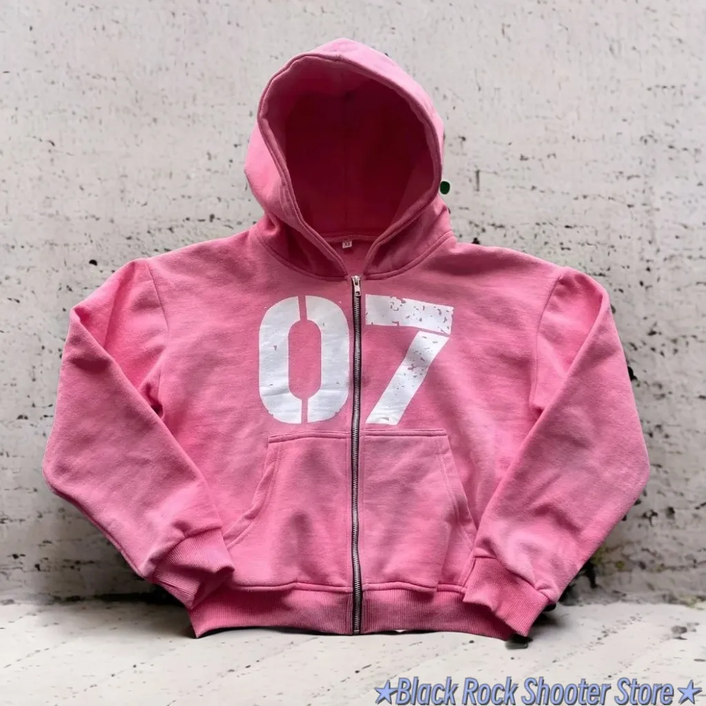 

High Street Gothic Retro Hoodies Y2k Zip Up Hoodie Men and Women Clothes Hip Hop Punk Loose Sweatshirt Zipper Pullover Cardigan