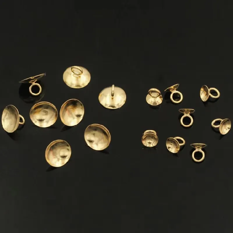 14K Gold Filled Nadellose Becherförmige 3/4/5MM Goldperlenkappen, Gold Filled Schmuckzubehör, DIY Klebeanhänger-Accessoires – Detail 10