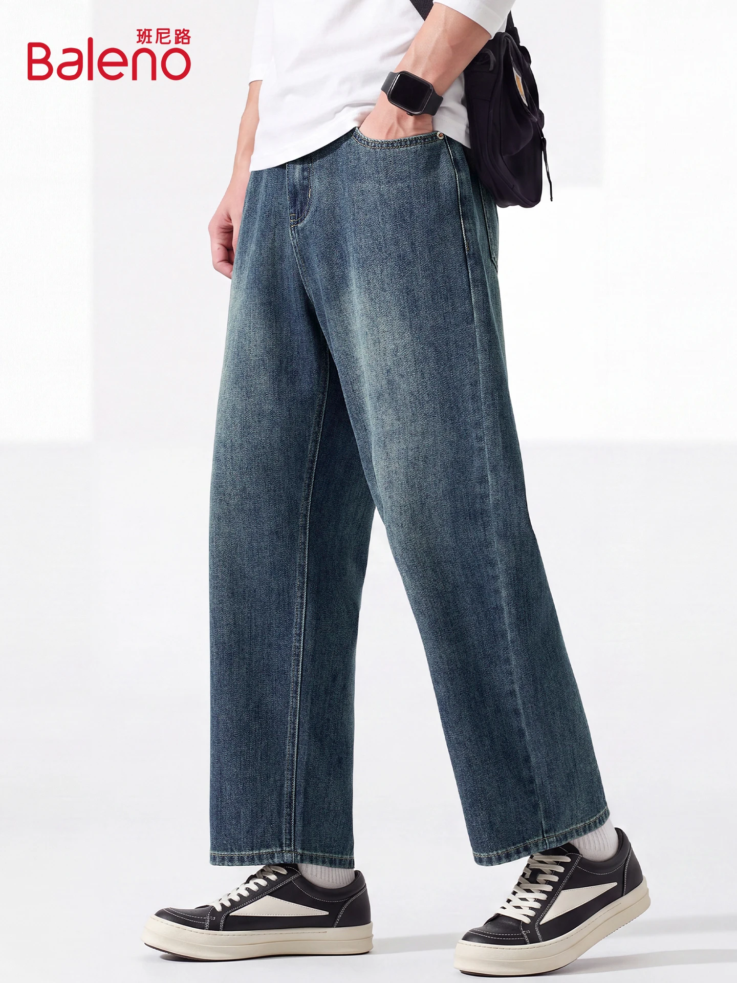 Loose Straight Leg Men's Jeans Vintage Washed Casual Comfortable Cotton Denim Pants for Autumn Season Fashion Urban Style