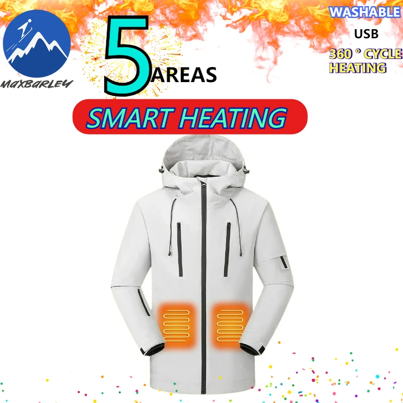 360° Heated Jacket Winter Cold Proof 5 Area Heating Clothing USB Charging Thermal Padding Coat Men Women Ski Warm Windbreaker