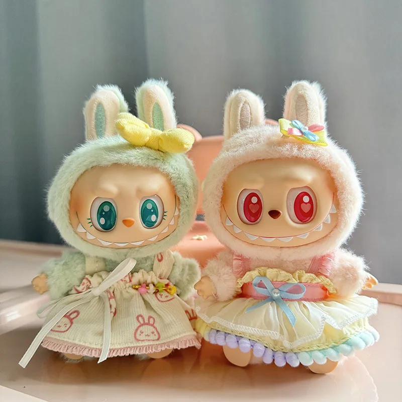 17cm Labubu I II Idol Dolls Clothes Kawaii Cute Rabbit Skirt Dress Accessories Korea Kpop Exo Clothing Plush Doll'S Clothes