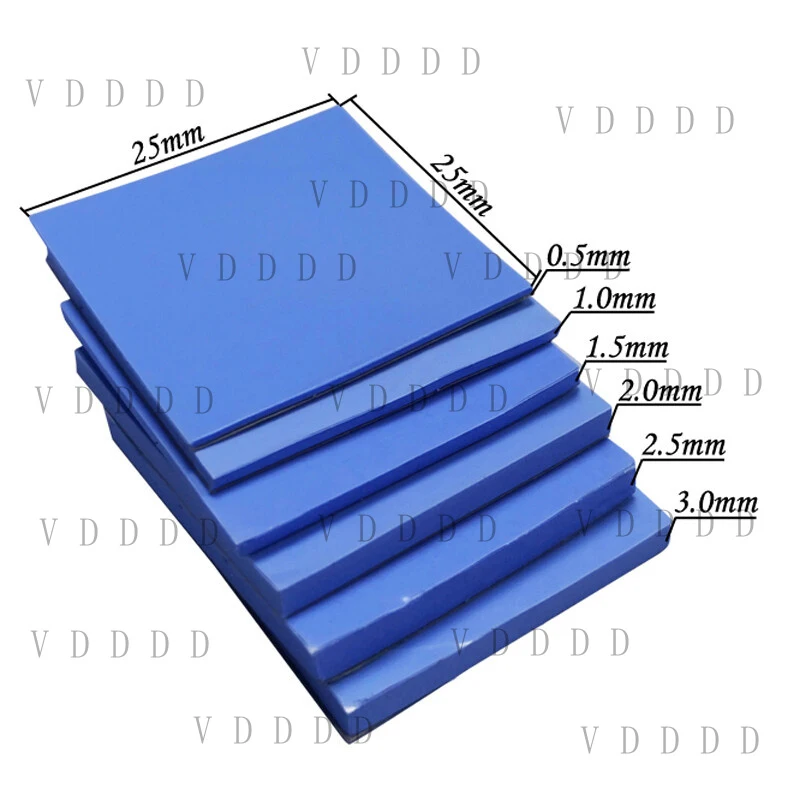 L... 10PCs 0.5-3mm Silicone Paste Gel Conductive Thermal Pad For GPU CPU Heatsink