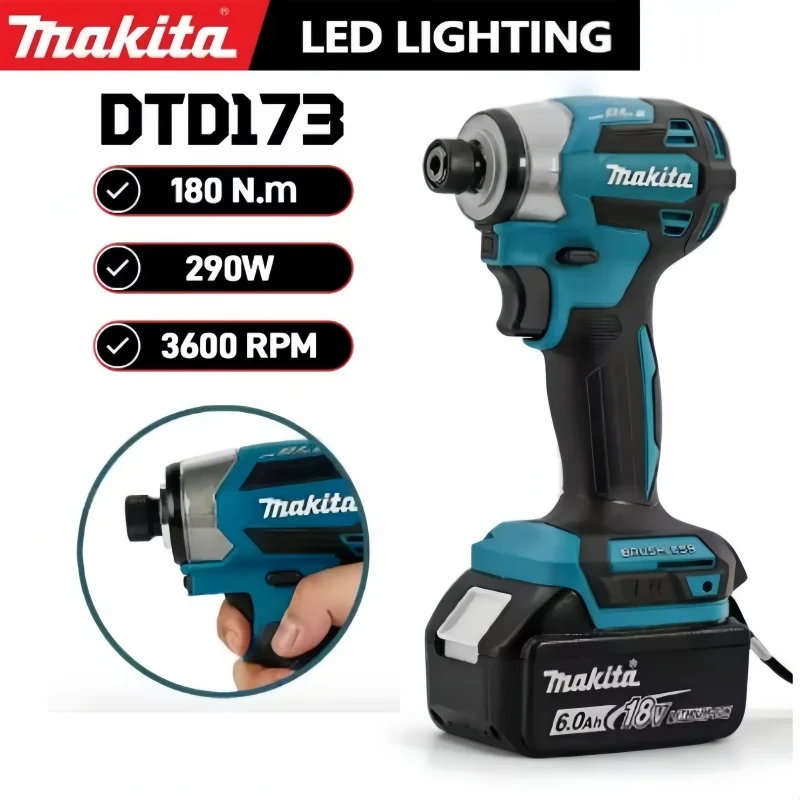 Новая отвертка Makita DTD173, набор ударных отверток, бытовая электрическая отвертка, электрическая ручная дрель для аккумулятора Makita 18 В Новая отвертка Makita DTD173, набор ударных отверток, бытовая электрическая отвертка, электрическая ручная дрель для аккумулятора Makita 18 В