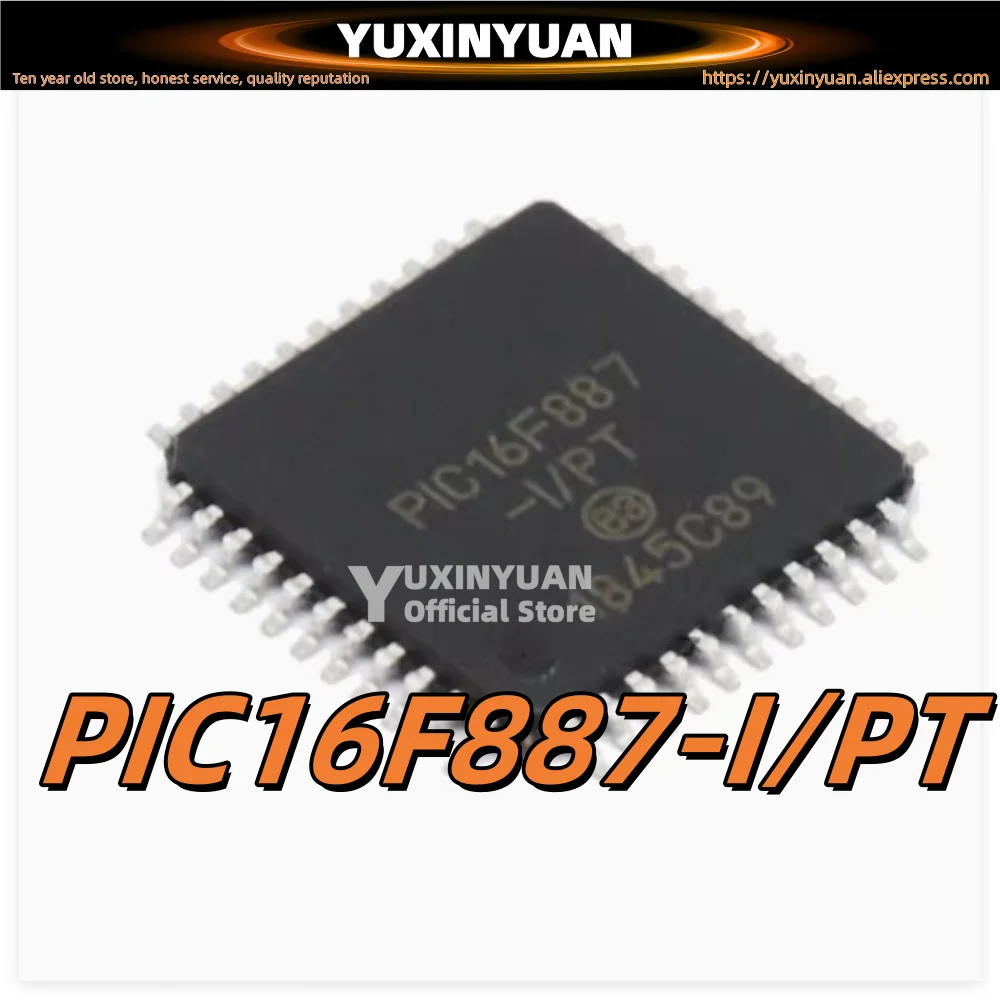 1PCS Original genuine surface mount PIC16F887-I/PT TQFP44 8-bit microcontroller -MCU 14KB flash memory