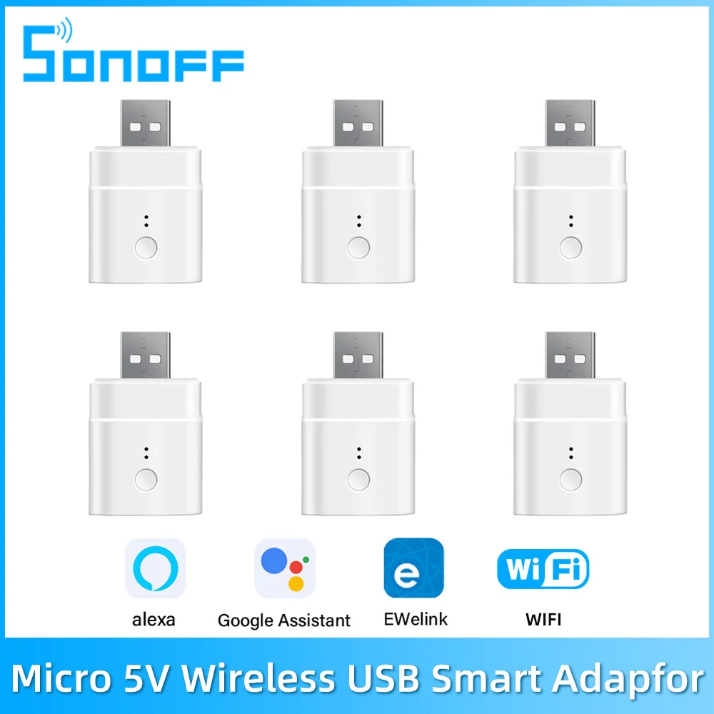 SONOFF Micro 5V USB Smart WiFi Adaptor Wireless Switch Flexible And Portable Remote Control Via EWeLink APP Support Alexa SONOF