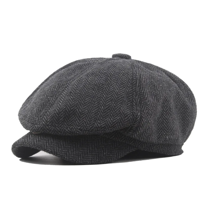 Old Fashion Classic 8 Panel Wool Blend Ivy Boston Scally Cap Flat Summer Newsies Cabbie Newsboy Hat for Men