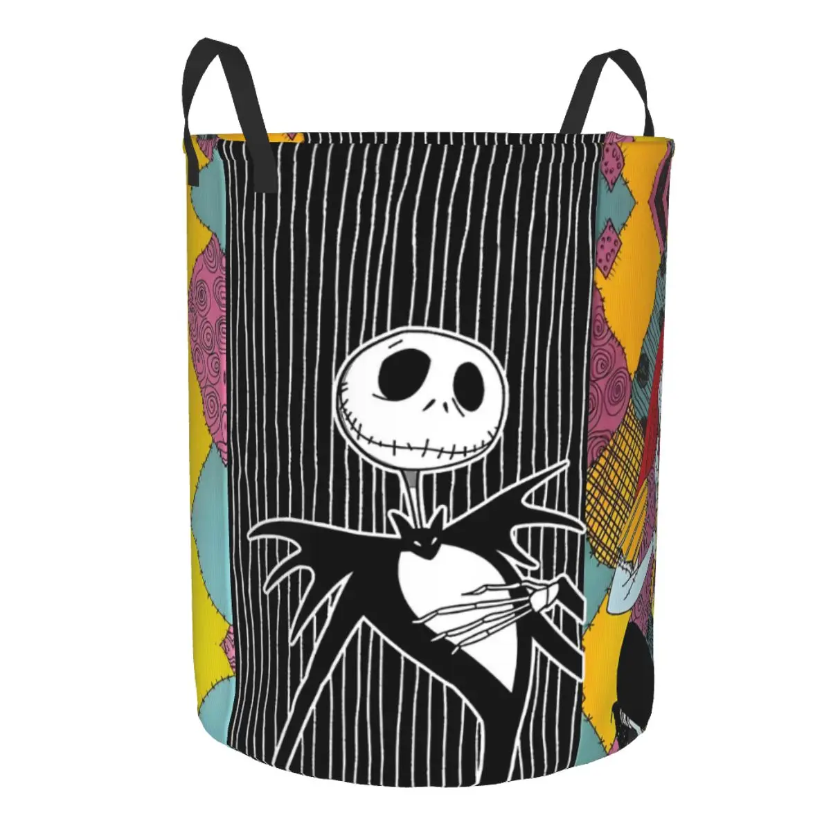 Custom Halloween Horror Skull Jack Sally Laundry Basket Foldable Kid Christmas Toy Clothes Hamper Storage Bin for Kids Nursery