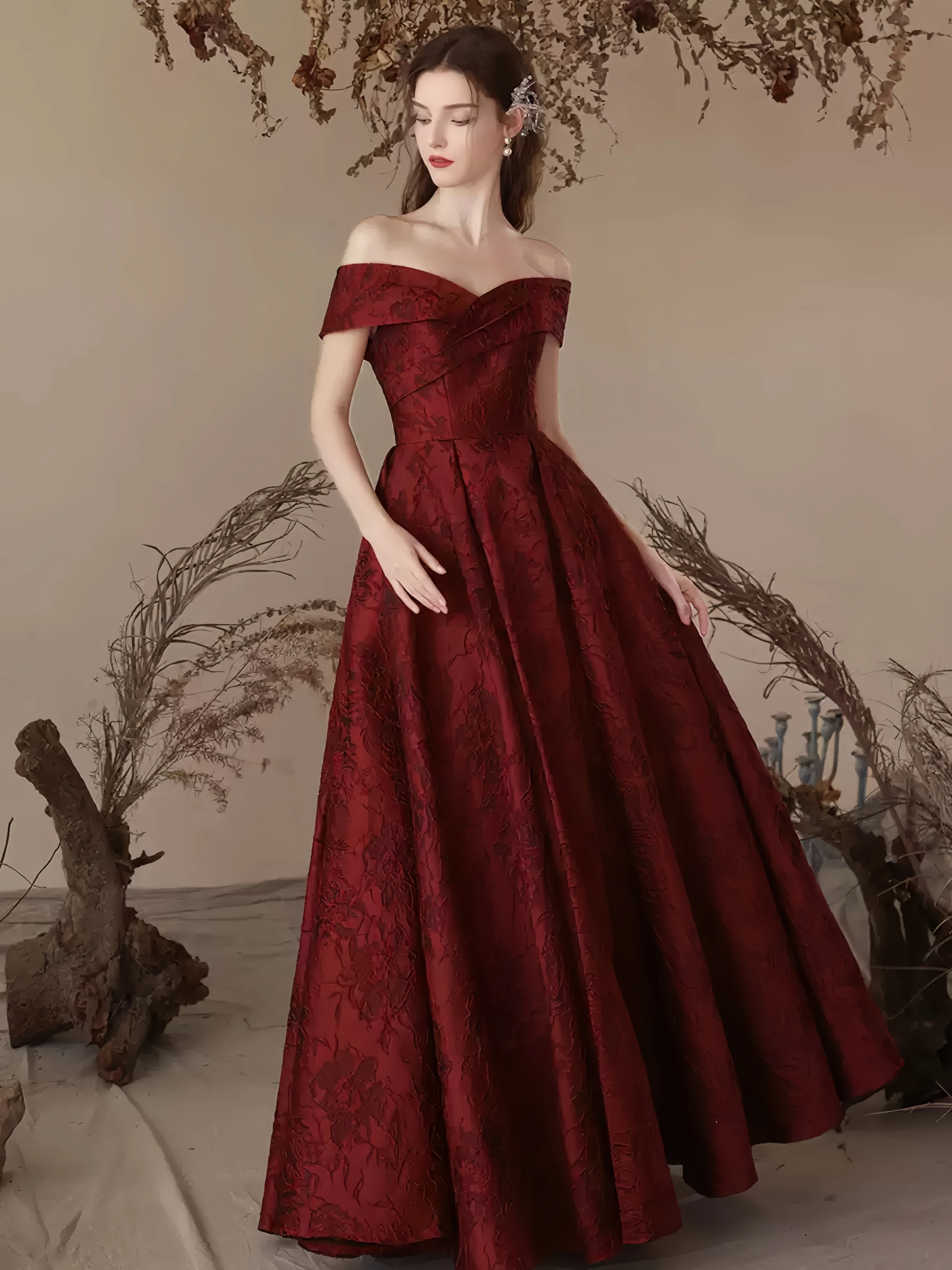 ​​Luxurious Prom Dress With Red One Shoulder Three-Dimensional Waist Cut Suitable For Women's Formal Banquet  Evening Dresses