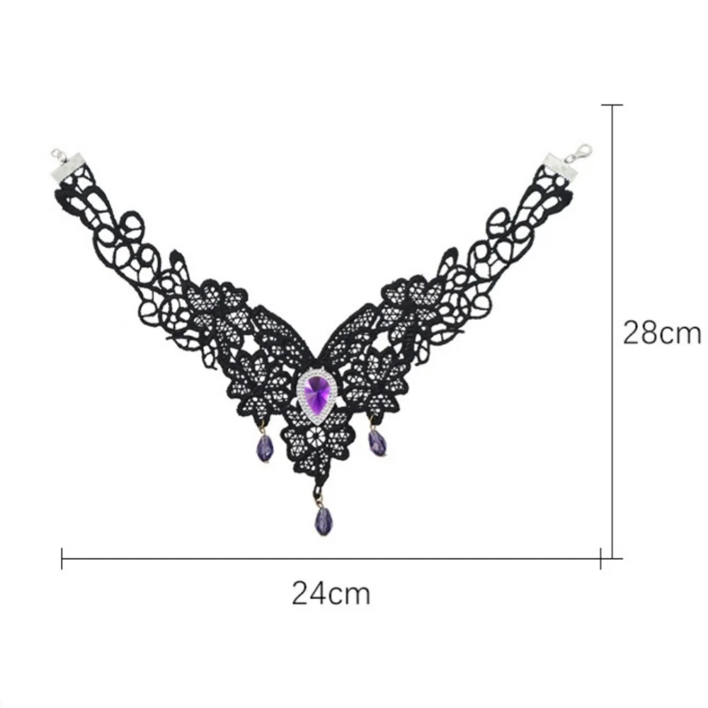 قلادة سوداء على الطراز القديم قلادة من الدانتيل على الطراز القوطي قلادة الهالوين سرية لإكسسوارات الفستان ملابس غير رسمية #6