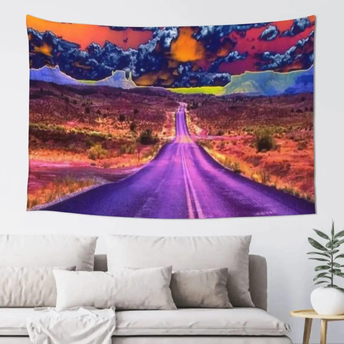 Psychedelic Road Scene Tapestry Cute Decor Wall Hanging Wall Wall Art Wallpaper Bedroom Tapestry