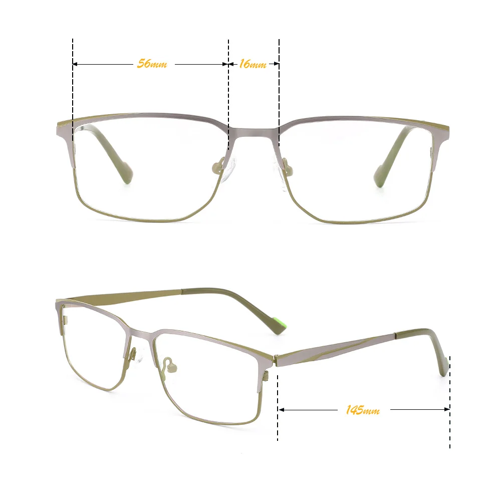 Ajuste ancho de lujo ejecutivo de precisión de corte de diamante con marco de acero de doble tono cuadrado de gran tamaño