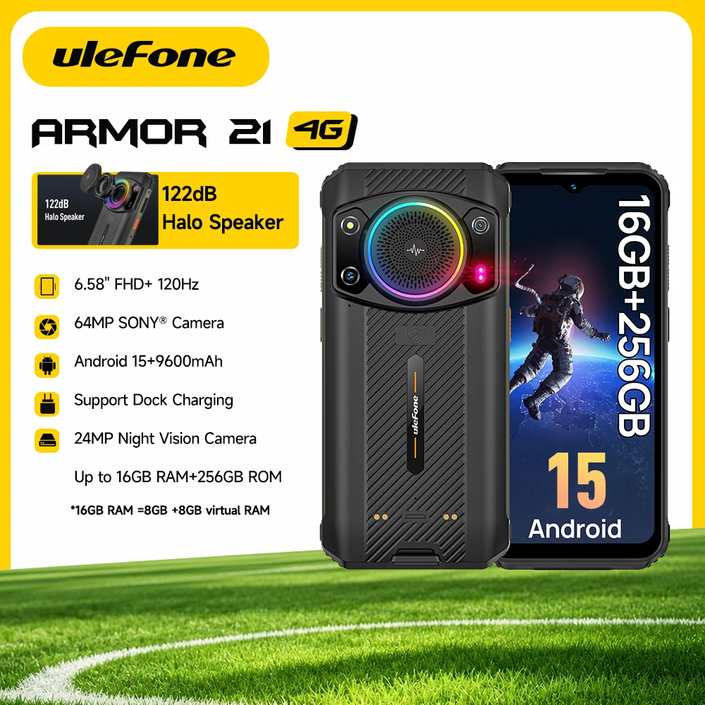 Rugged Phone  Ulefone Armor 21 16GB RAM 256GB ROM Smartphone Android 15 G99 moblie phone 64MP 9600mAh Global