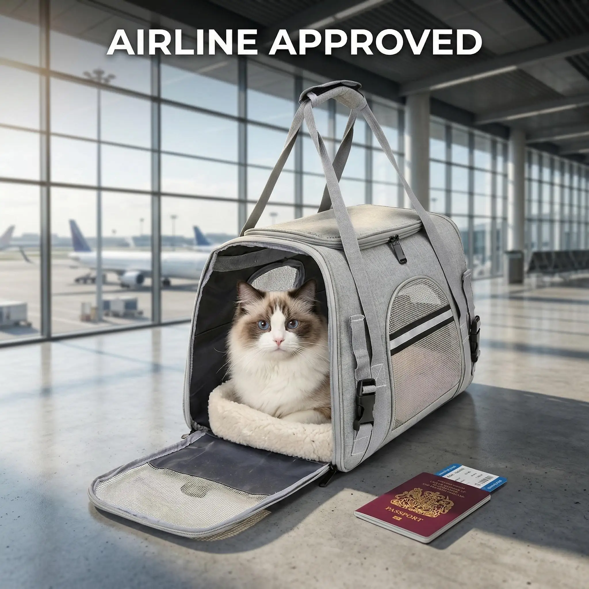 

Одобренная авиакомпаниями мягкая переноска для животных: дышащая сетчатая сумка для путешествий с кошками и собаками, портативная складная сумка-переноска для щенков и котят