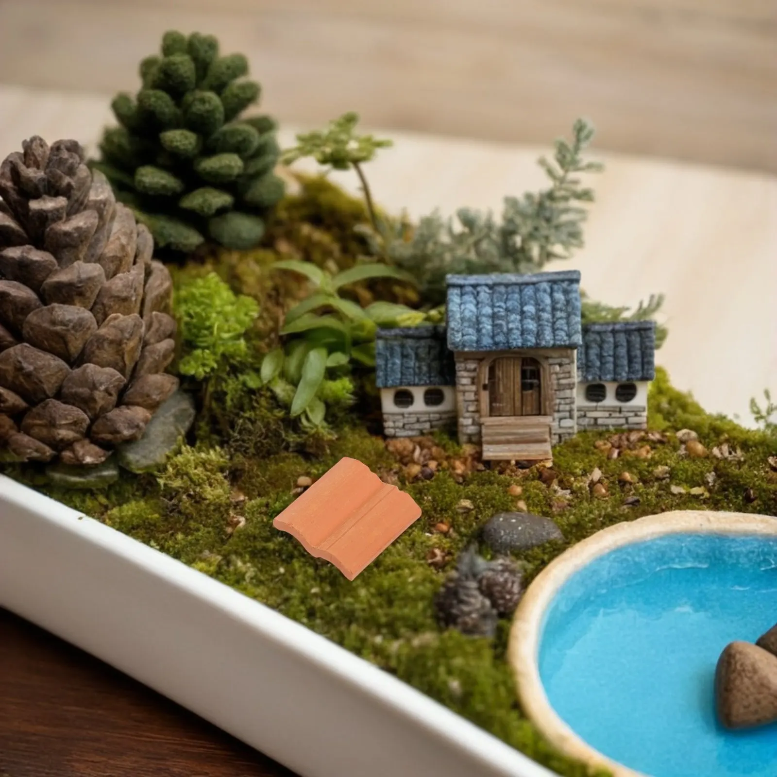 

60Pcs Miniature Roof Tiles Realistic Design for DIY Dollhouse and Micro Landscape Diorama Craft Projects Simulation Roof Tiles