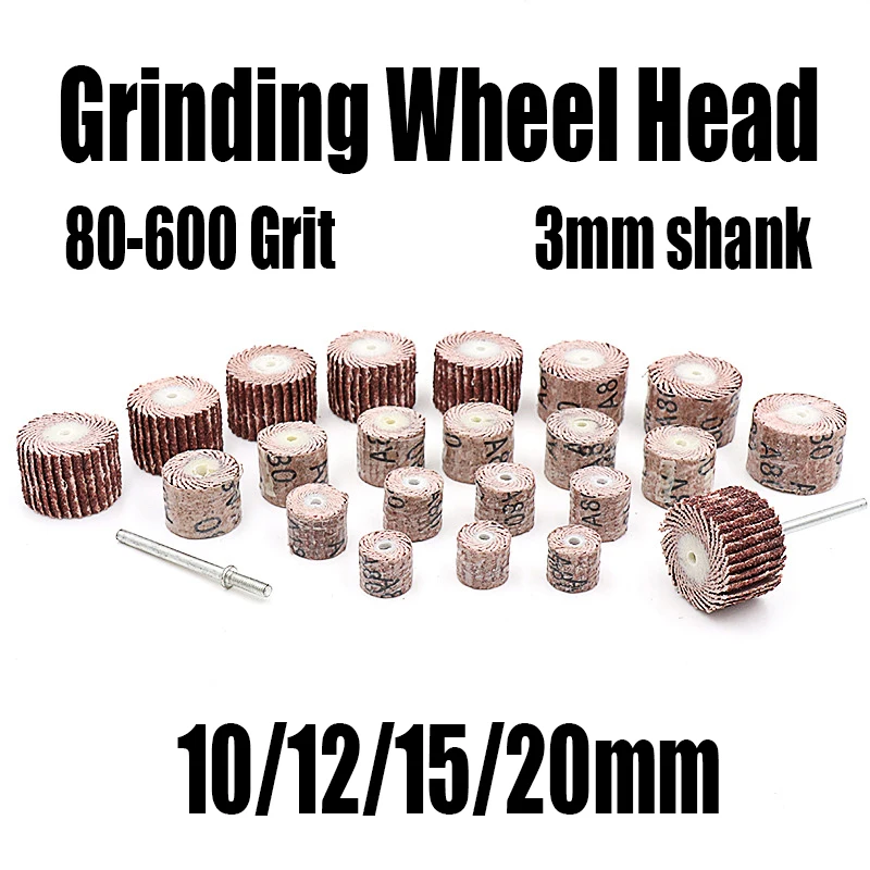 

3PCS 10-20mm Sanding Flap Set With 3mm Shank Grinding Wheel Head Abrasive Tool Sandpaper Rust Removal For Rotary Tool