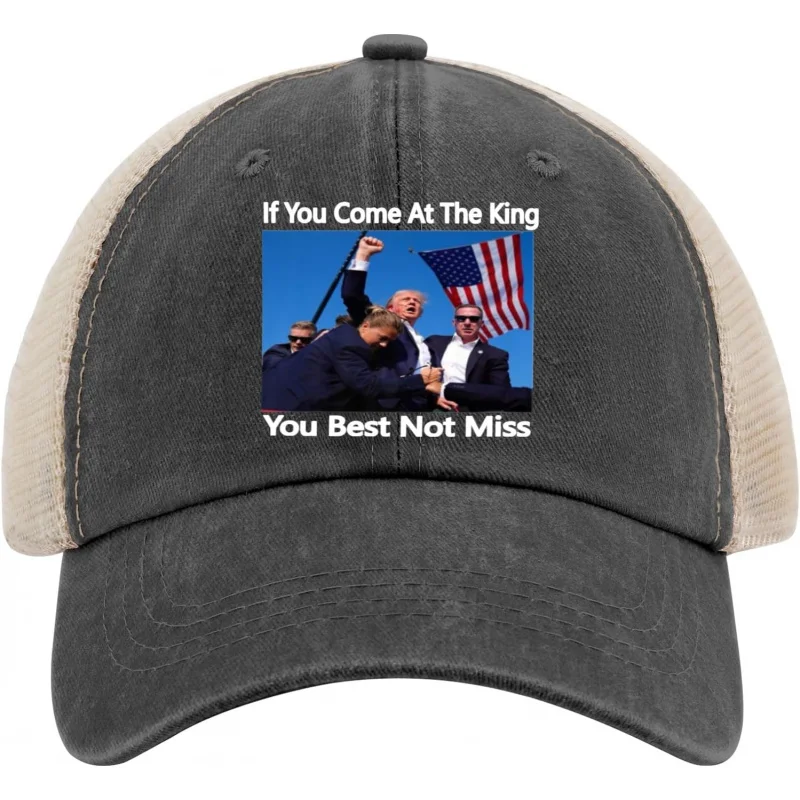 

Trump If You Come At The King You Best Not Miss Saying 2024 Hat Baseball Cap Trucker Hat Sports Hats for Men Women