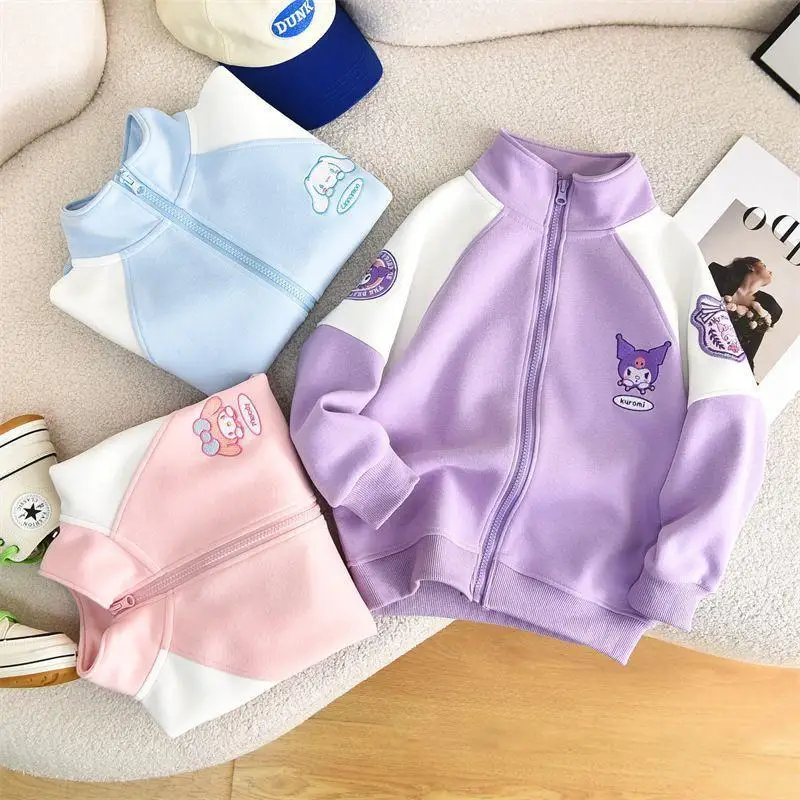 

Горячий спортивный костюм Sanrio для девочек, пальто My Melody Kawaii, аниме, модные студенческие весенне-осенние повседневные топы, детская одежда, новинка