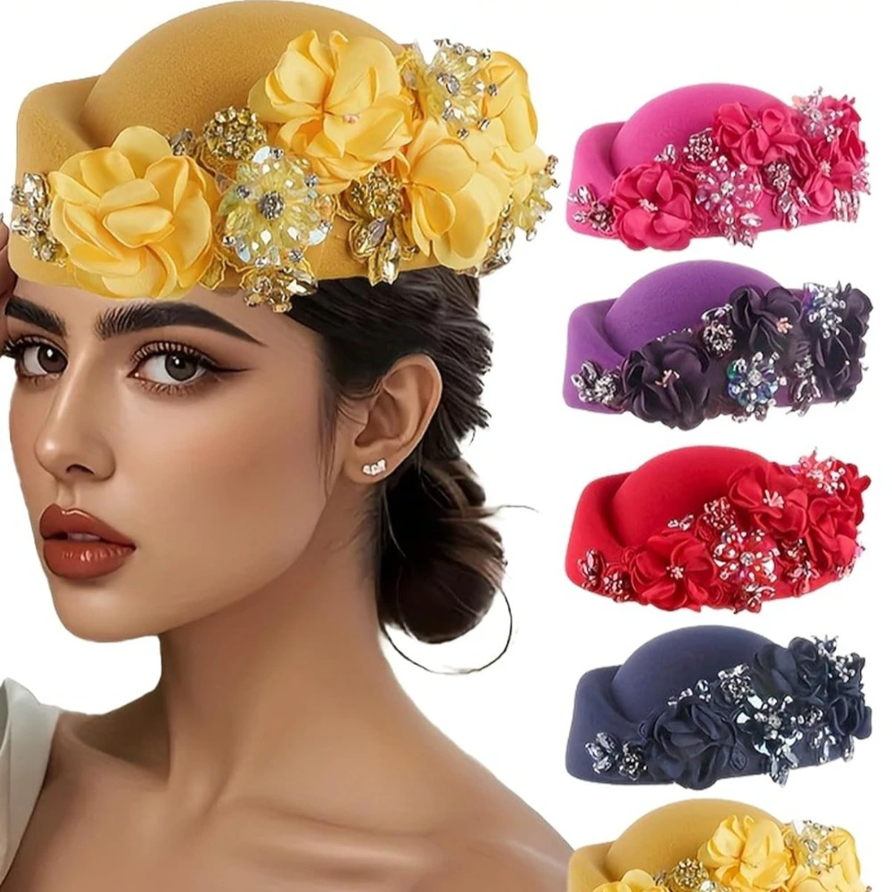 1 Piece of Clothing Handmade Decal Wedding Dress 3D Floral Cloth Hat Headband Sewing Decoration Bead Embroidery Lace Decal