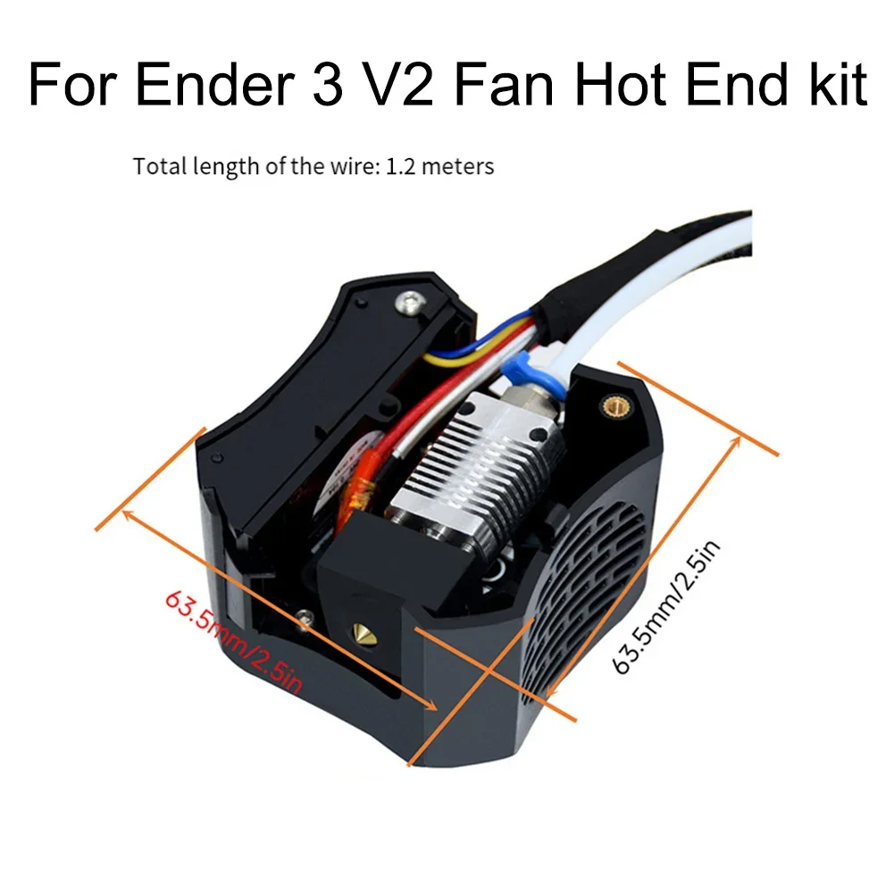 Assembled Hot End Kit for Ender 3 V2 with Silicone Insulated Heater Block Dual Fan Airflow and Optimized Heat Sink Geometry