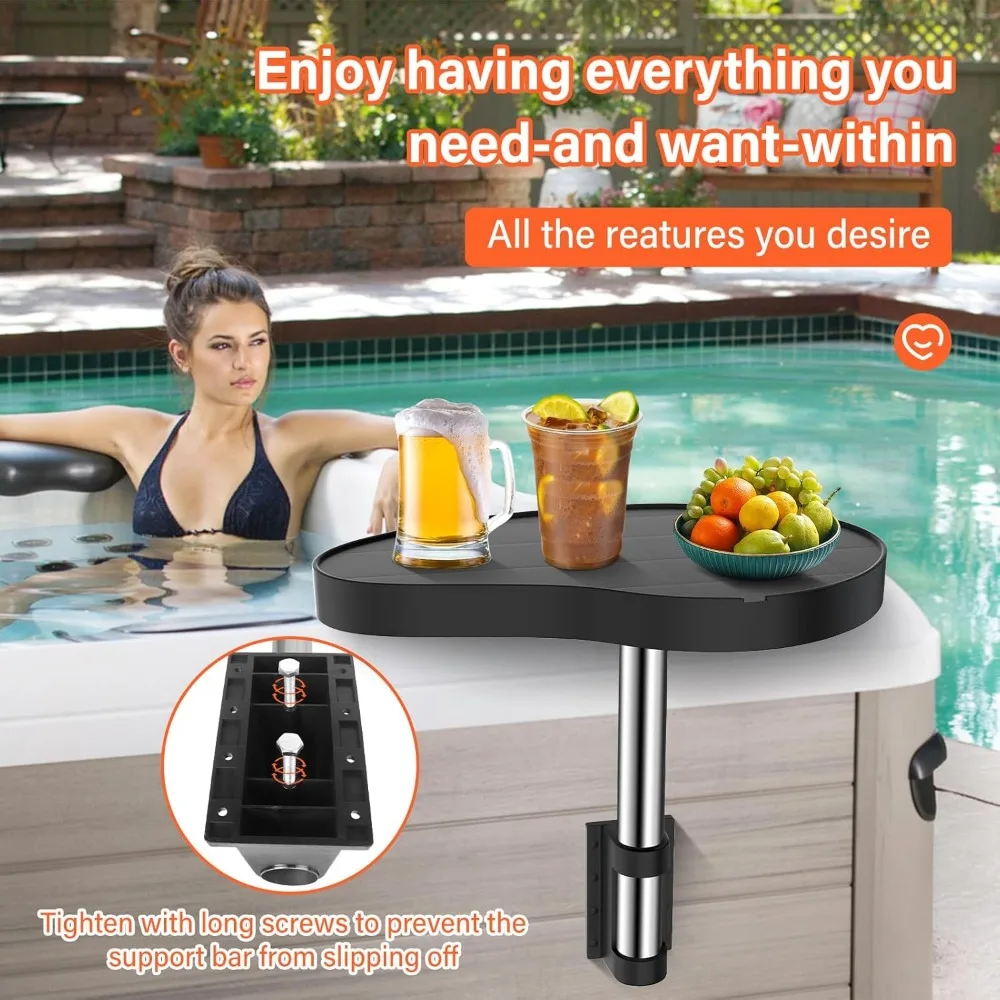 360 ° صينية حوض استحمام ساخن دوارة، طاولة سبا شديدة التحمل غير قابلة للانزلاق مع حامل مشروبات للاستخدام المنزلي المريح #3