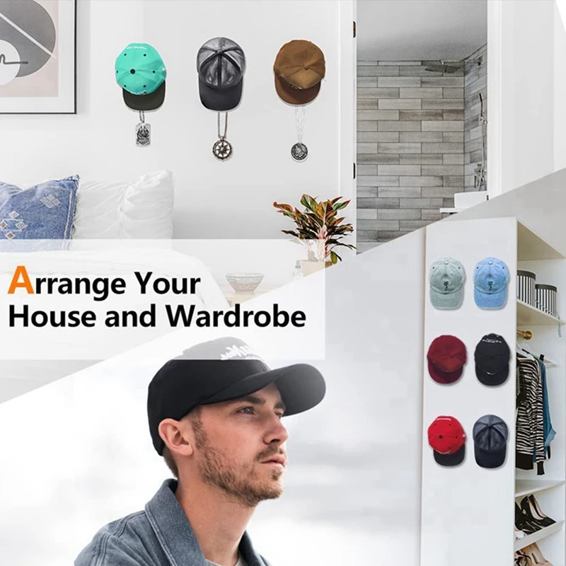 Hat Hooks Baseball Cap Hook Multi-Functional Hat Organizer, Easy To Use,No Drilling Hat Holder Easy To Install For Wall