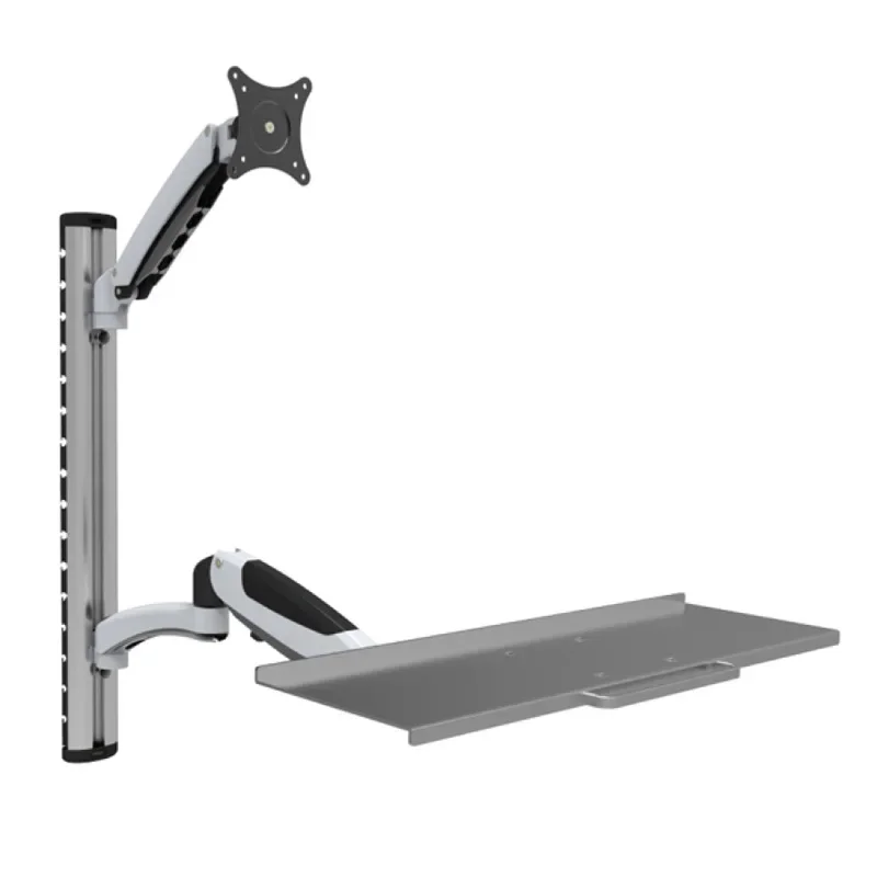 Monitor holder, standing office computer with keyboard, universal rotation engineering equipment, wall mount