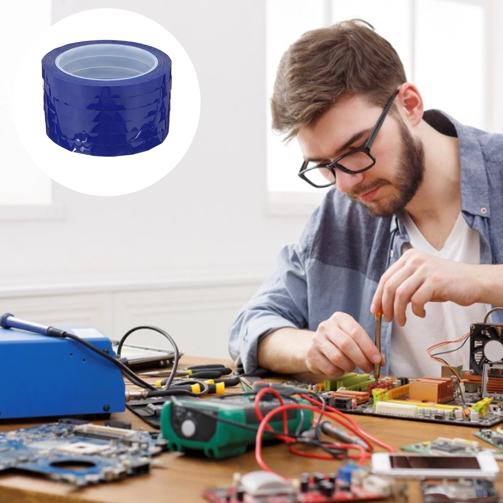 

6 Rolls Insulation Tape Smooth Surface Anti Adhesion Single Side Adhesive Essential Home Protection Anti Static Tape