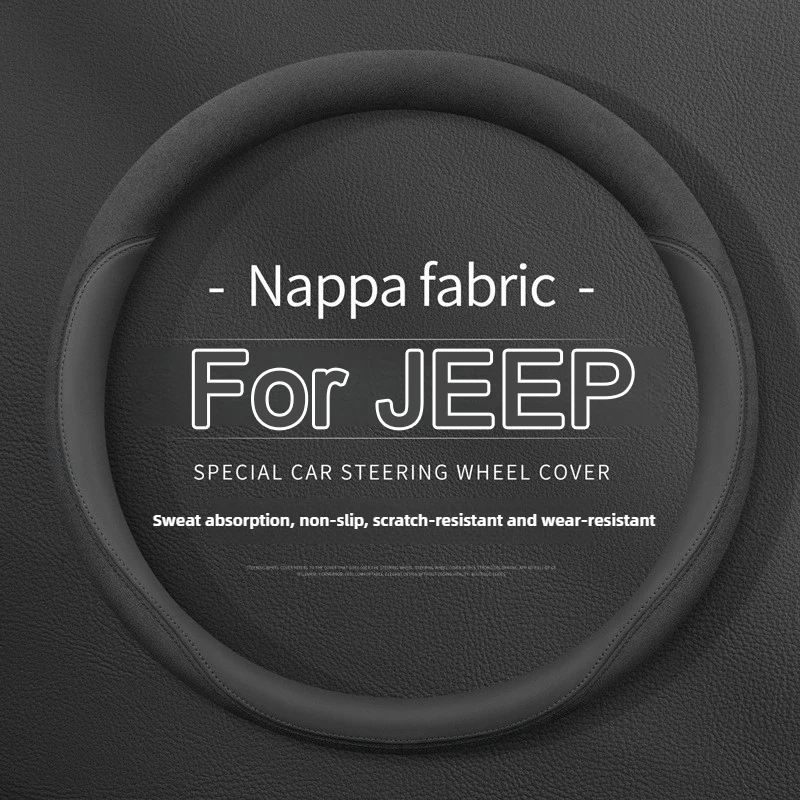 38cm Suede Leather Car Steering Wheel Cover Wear-Resistant Steering Covers For JEEP Patriot Compass Wrangler Grand Cherokee JL