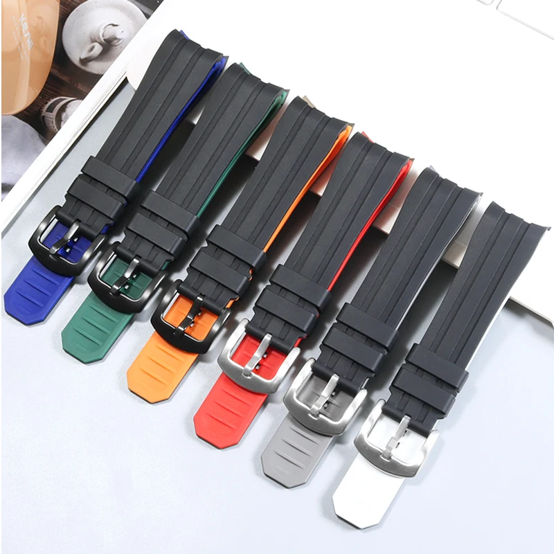 Selected Quality Silicone Arc Mouth Watchband Universal Interface Pin Buckle Accessories Waterproof Rubber Watch Chain