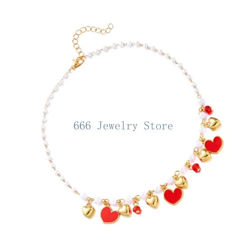 F2TD Versatile Fruit Inspired Jewelry Adjustable Margarite Accented Necklace With Heart Charm Suitable For All Occasion