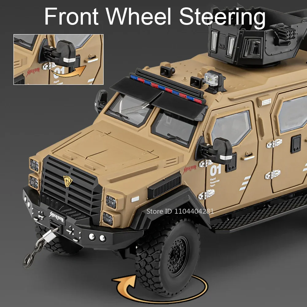 1:24 Sabertooth Alloy Model Toy Diecast Car Door Opened Sound Light Pull Back Front Wheel Steering Armored Cars Prezent urodzinowy