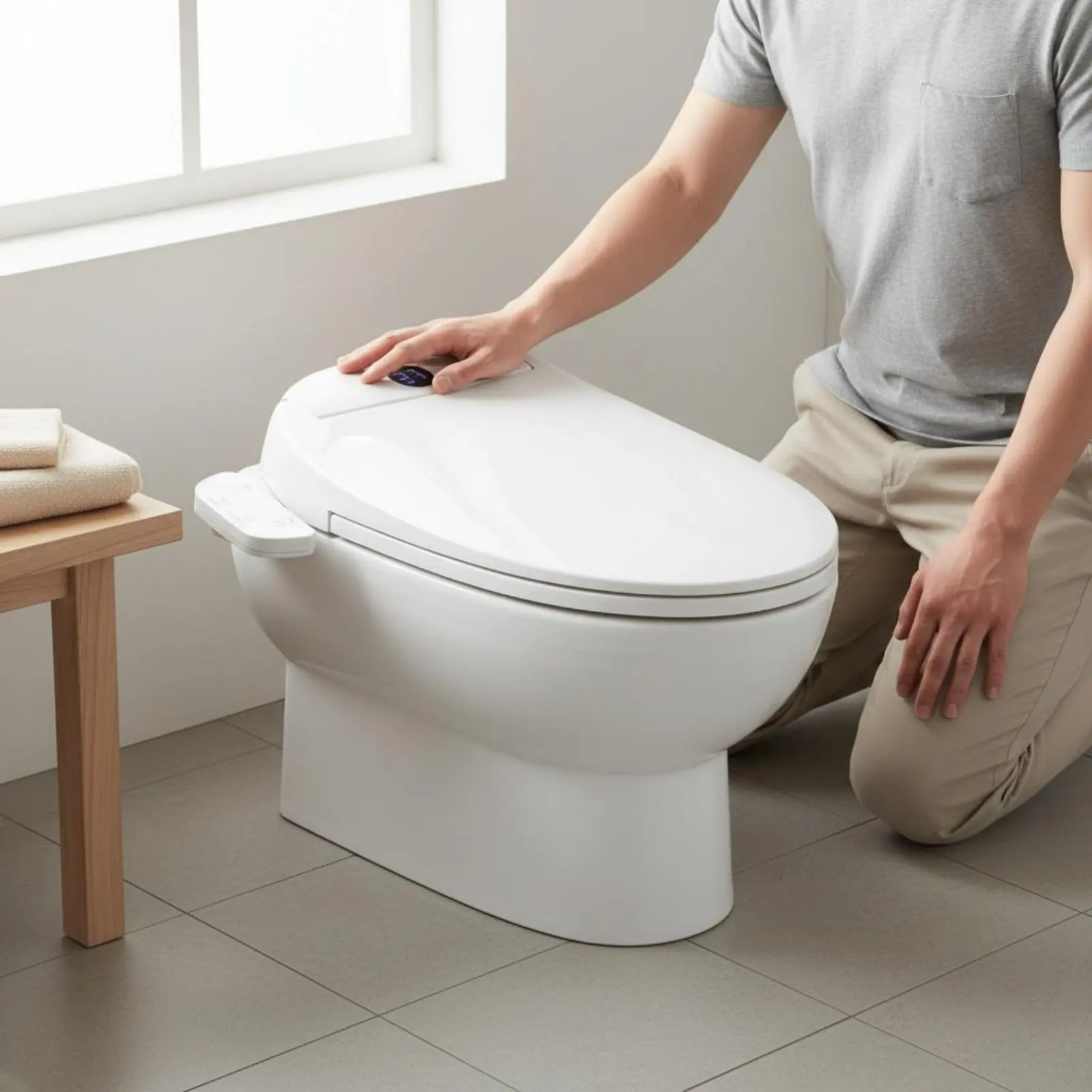 Electric Bidet Toilet Seat Automatic Cleaning Heated Bidet Toilet Seat LED Display Adjustable Temperature