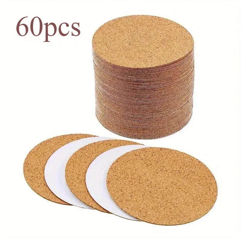 self-adhesive cork pads, round cork pads for cafes, cork backing for coasters, and DIY craft materials for handmade projects