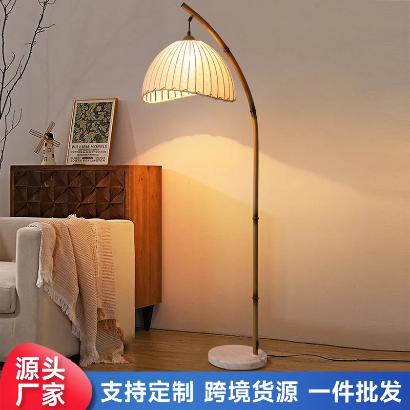 

Ретро-торшер в стиле ваби-саби, китайский дзен-дизайн, бамбуковая лампа для спальни, напольная лампа для учебы и чтения, оптом.