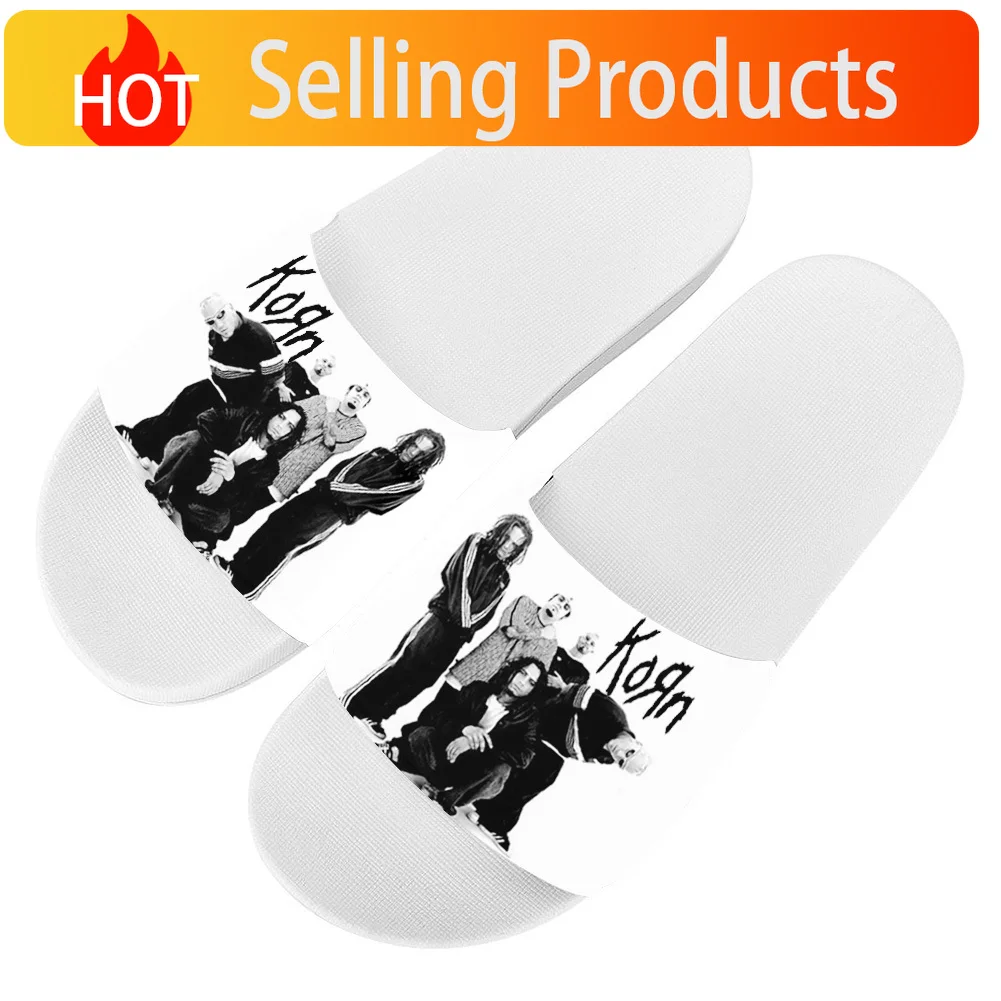 Korn Rock Band Flip Flops Home Slipper Mens Women Teenager Family Slippers Bathroom Pool Casual Sandals Custom