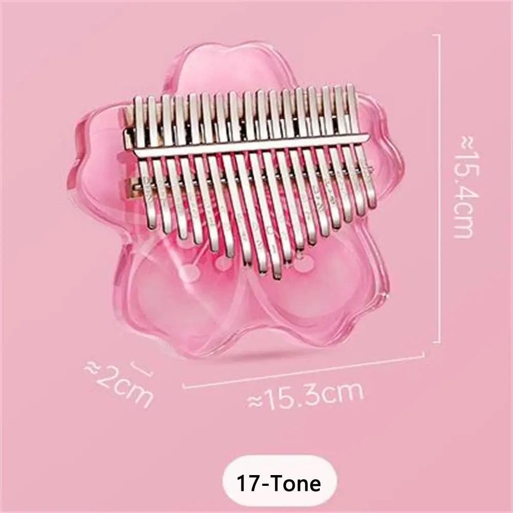 

17/ 21-Tone Kalimba Cherry Blossoms Shape Thumb Piano Acrylic Finger Piano Keyboard Instrument Christmas Gifts