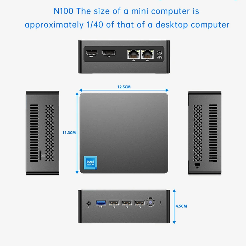 Mini PC Intel N100 Firewall Router, 4K Gamer computador Host, Alder Lake, Quad Core, 8G, 16G, 4800Hz, DDR5, Win11, 2 * LAN RJ45, 12 ° Gen Fan