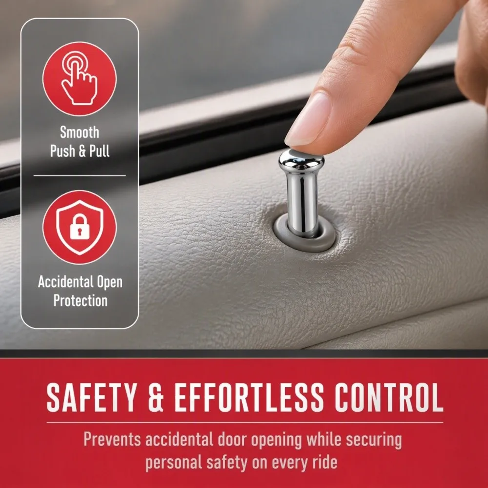 2 PCS Modern ABS Door Lock Knobs IN6728Z Chrome Interior Door Knob Car Lock Pin Set Vehicle Cabin Refit