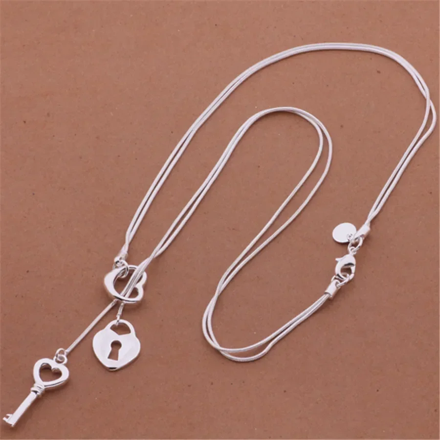 

Promotional High 925 Serling Silver Jewelry Exquisite Fashion Women Classic Necklace Key Charms Women Lady Wedding Gift