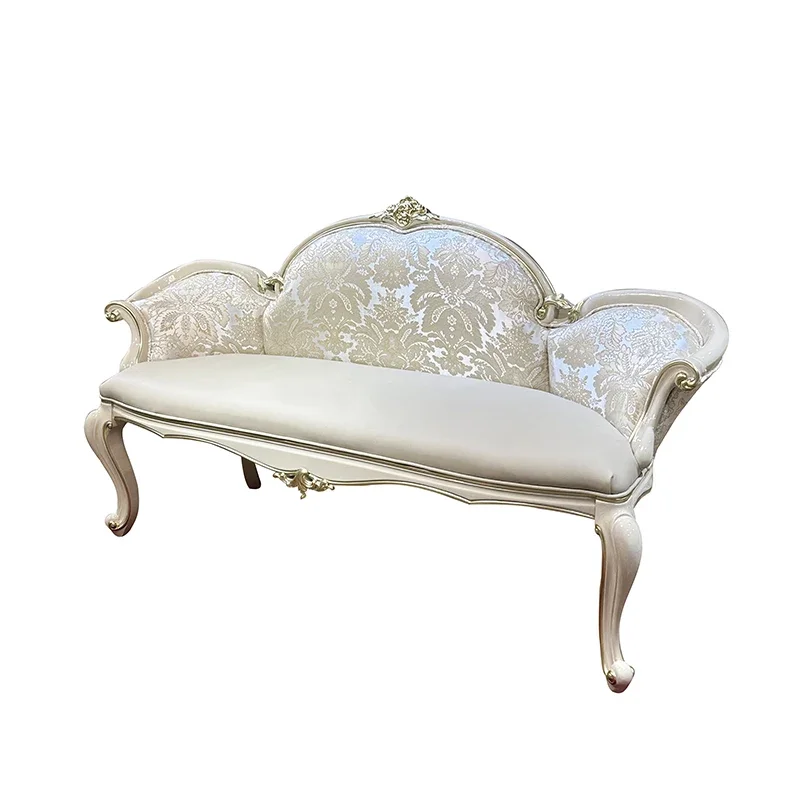 الفرنسية المحكمة نمط السرير نهاية البراز الكلاسيكية الجديدة خشب متين منحوتة غرفة المعيشة أريكة البراز غرفة نوم المطرزة السرير البراز K4050