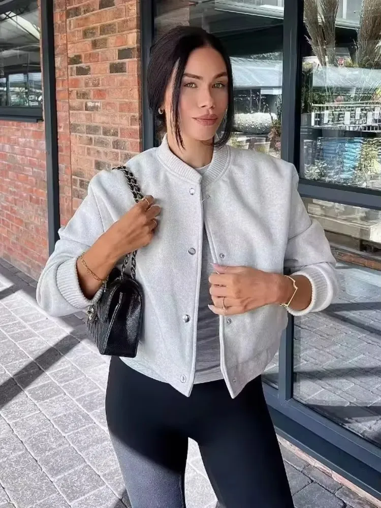 

Long Sleeve Jacket Fashion Casual Woman Commuting Outerwear Top HH Autumn Women Vintage Solid Cropped Coat Single Breasted