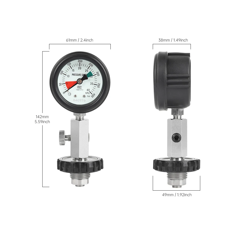 Diving Cylinder DIN Pressure Gauge Fire-Fighting Residual Pressure Gauge Stainless Steel Brass G5/8 Thread Diving Equipment