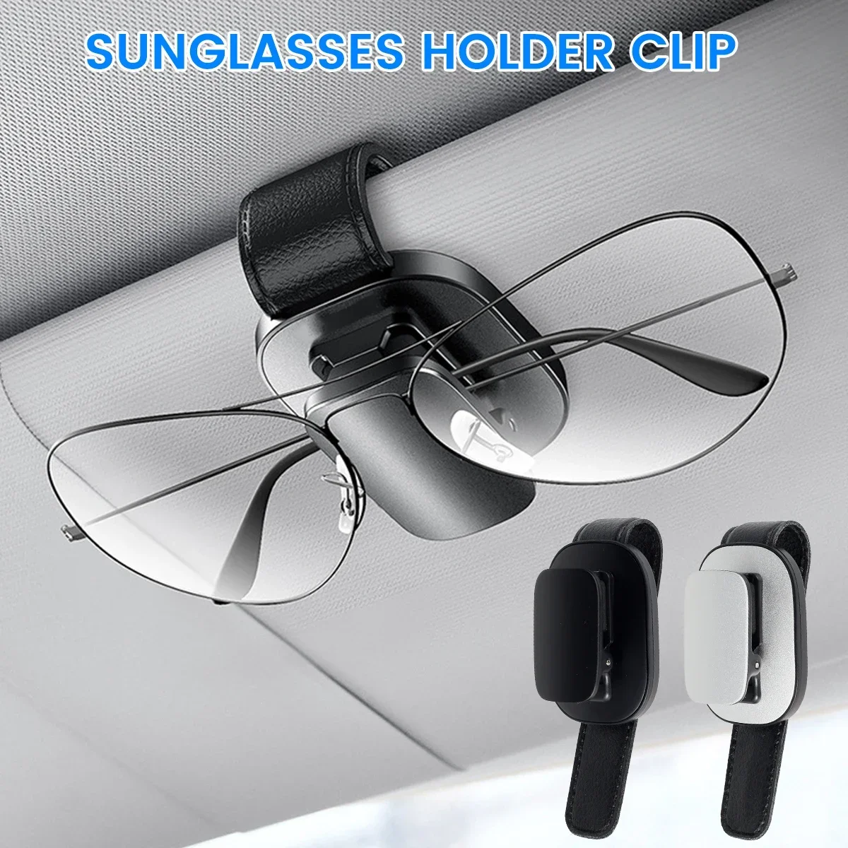 

Car Visor Sunglasses Holder Aluminium and Leather Car Glasses Holder Clip USB Cable Hanger Clip Ticket Card Storage Rack