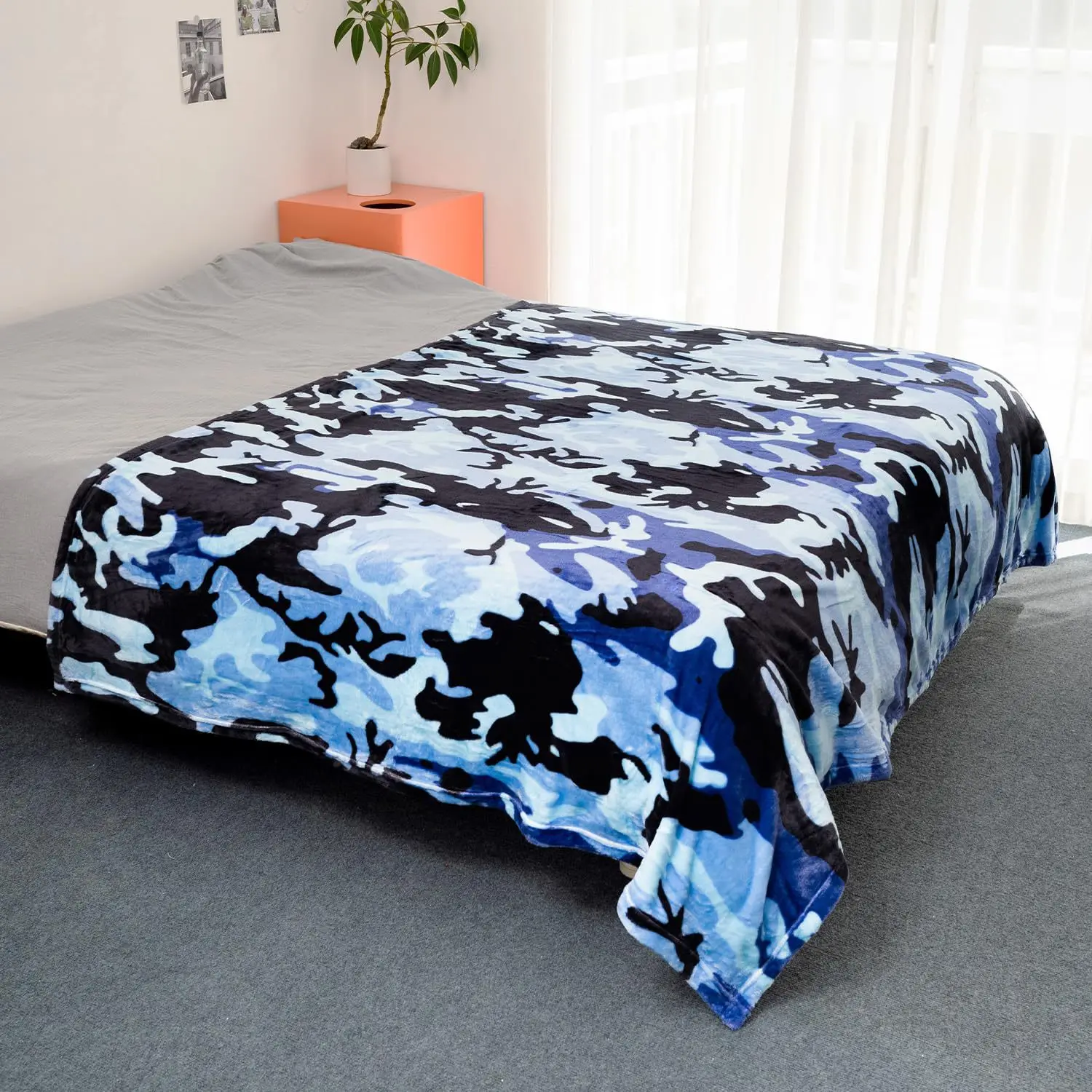 Camouflage pattern digital-printed polyester Bedroom velvet flannel soft sofa cover blanket Fleece soft cover blankets for beds