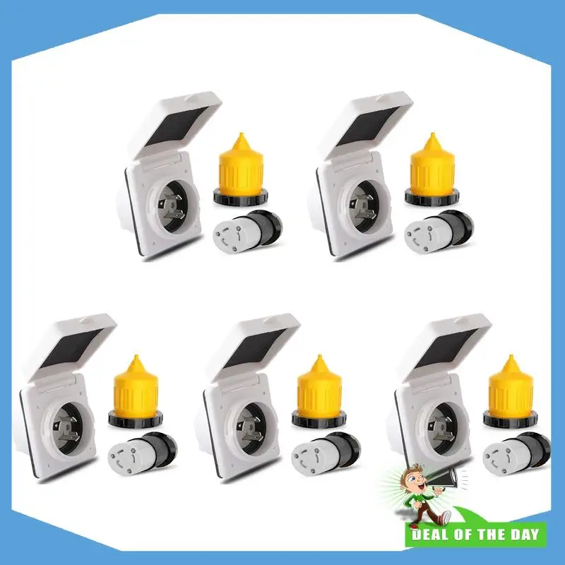 

24-Hour Delivery 5X 30AMP RV Power Inlet Outlet Shore Power Kit W/Boot Cord Protector 125V NEMA L5-30P L5-30R Male Female Connec
